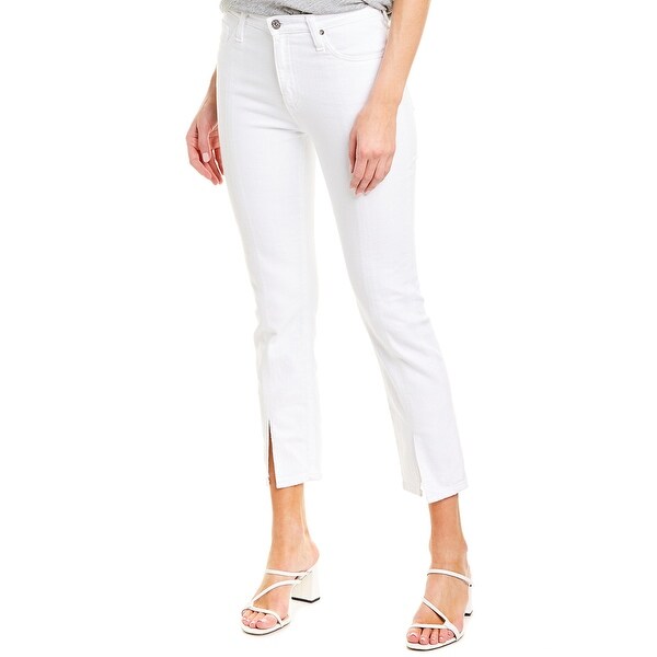 high rise straight white jeans