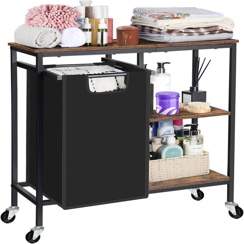 Laundry Sorter with Three Shelf - ‎29.3 x 11.8 x 29.9 - Brown