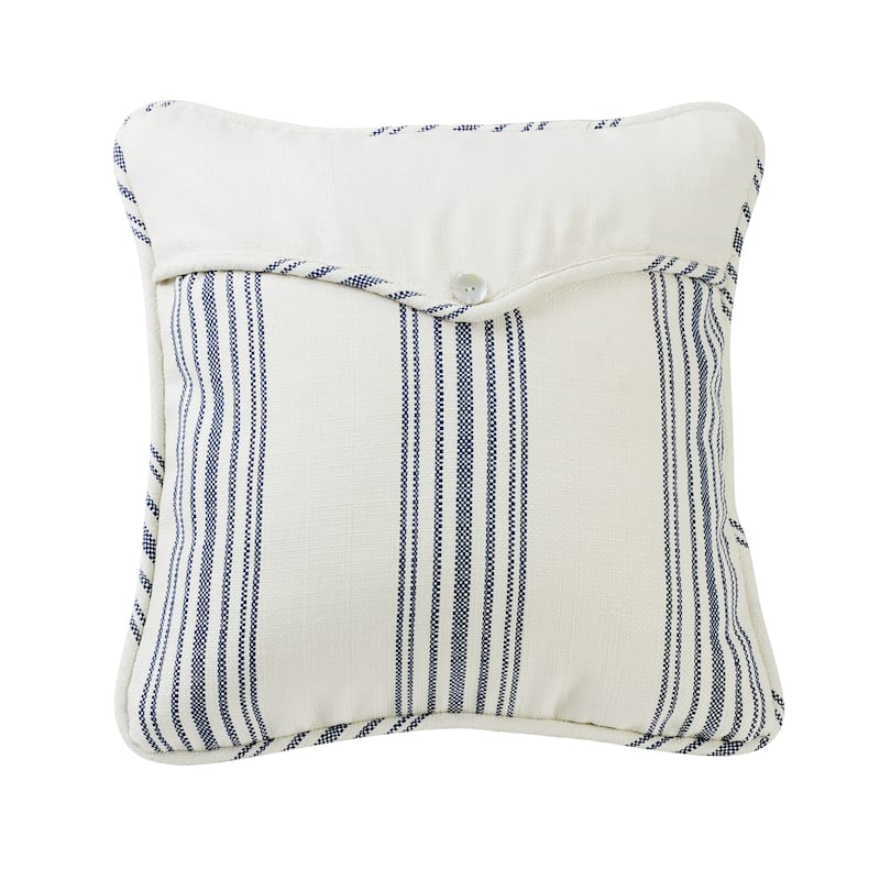 HiEnd Accents Prescott Striped Linen Weave Piped Edge Envelope Pillow, 18"x18" - Navy