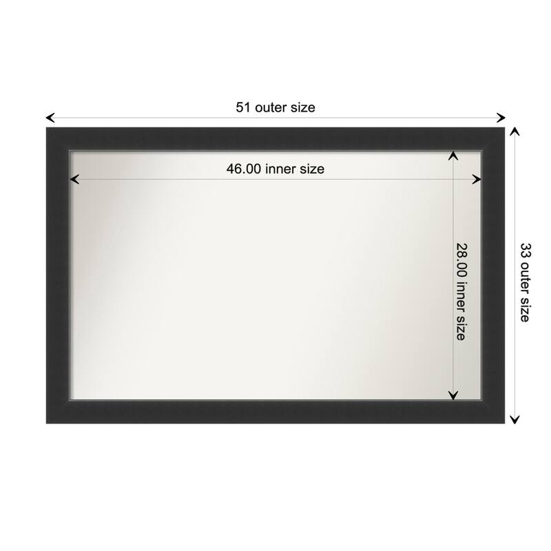Corvino Black Framed Non-Beveled Custom Wall Mirror, Bathroom Vanity Mirror - Outer Size: 51 x 33