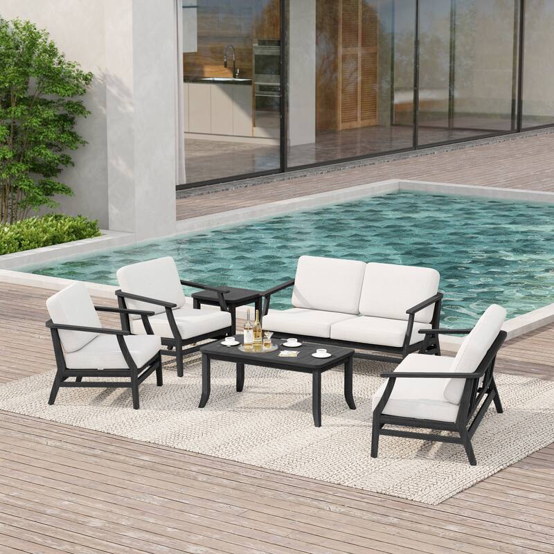 Large Outdoor Conversation Set with Patio Chairs, Loveseat, Tables