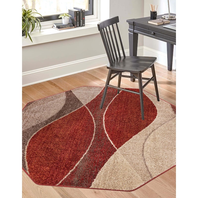 Contemporary Beallara Collection Area Rug - 5'3"x5'3" Octagon - Multi