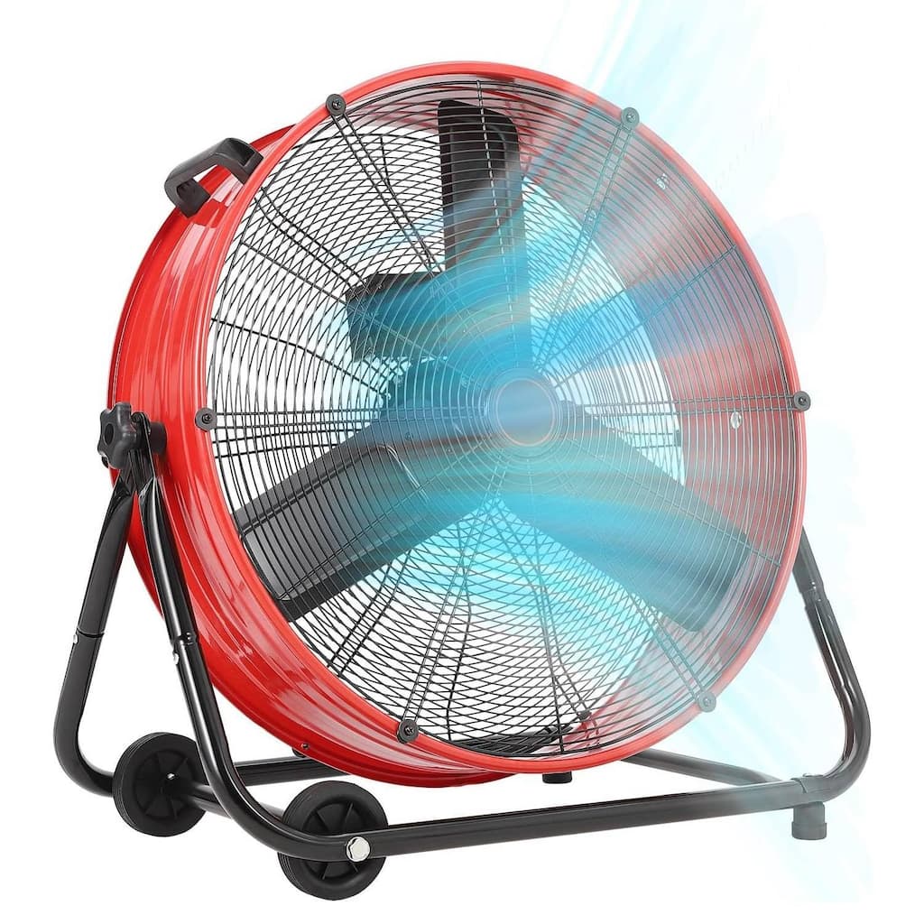 3 Speeds Industrial Heavy Duty Drum Floor Fan with Handle & Casters, for Garage, Warehouse, Workshop