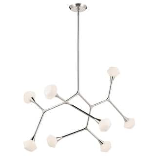 Cassius 52.5 Inch 8 Light Convertible Chandelier with Opal Glass in Polished Nickel