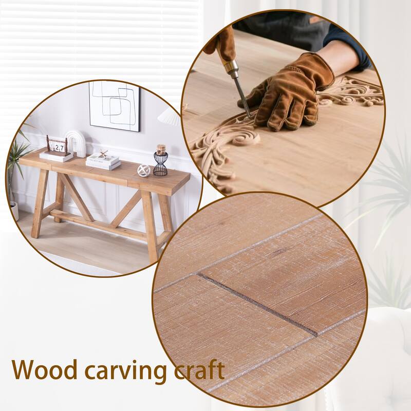 58.5" Farmhouse A- frame Wood Console Table, Spacious Surface