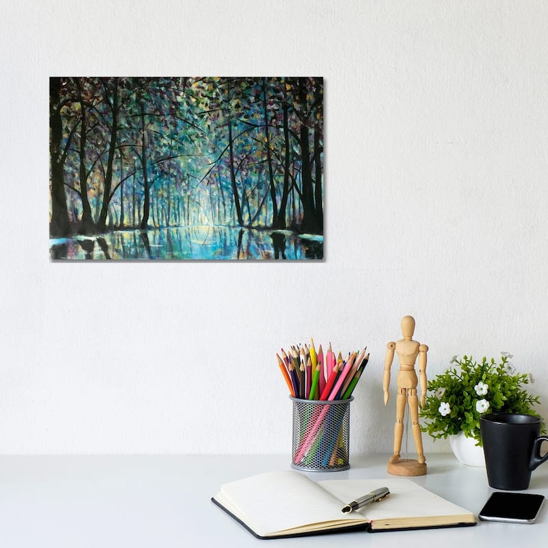 iCanvas "Romantic Rainy Blue Misty Forest Park" by Valery Rybakow Canvas Print - 8x12x0.75