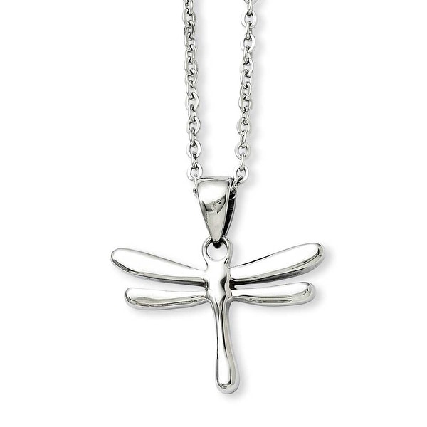 Stainless Steel Polished Dragonfly Pendant 20in Necklace (1 mm) - 20 in
