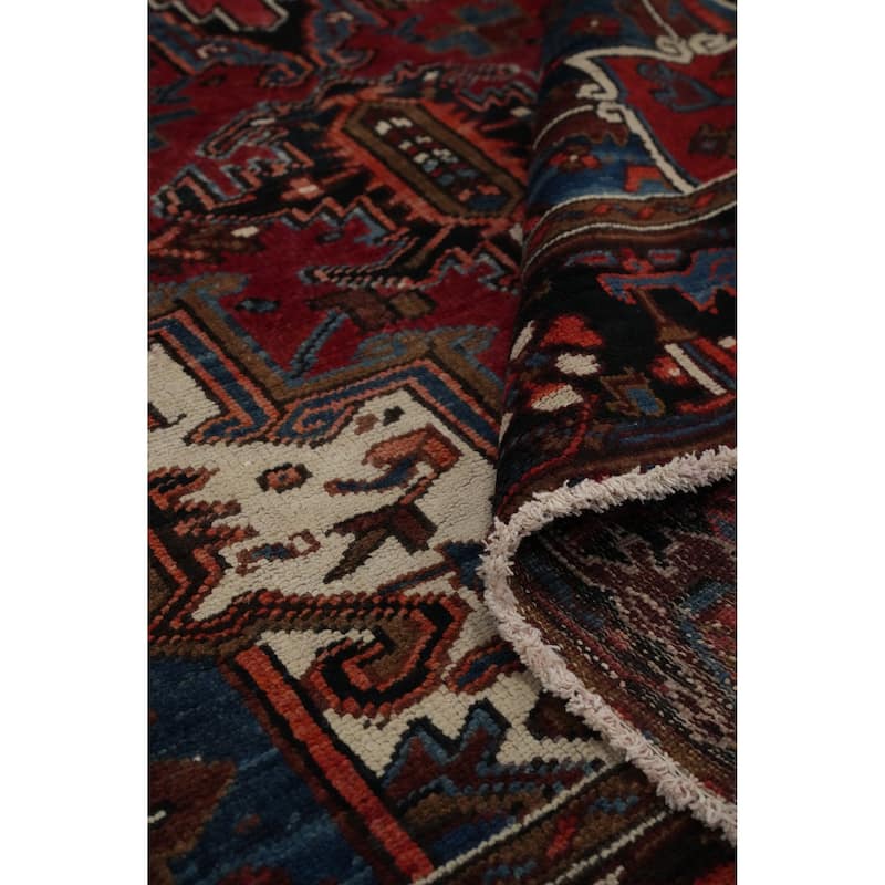 Hand Knotted Oriental 100% Wool Carpet Traditional Medallion Red Heriz Area Rug - 10' 6'' X 6' 11''