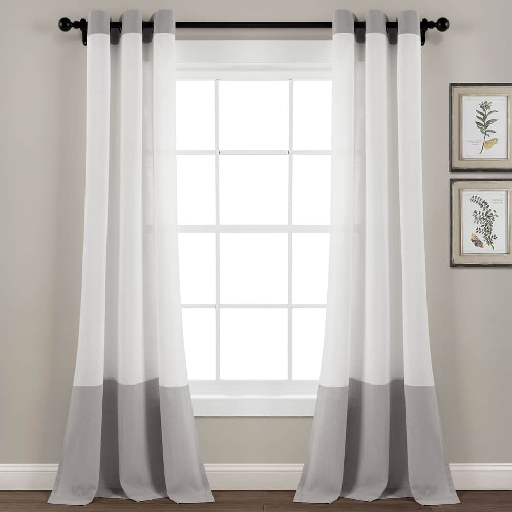 Lush Decor Faux Linen Grommet Colorblock Window Curtain Single Panel - 84" x 40"