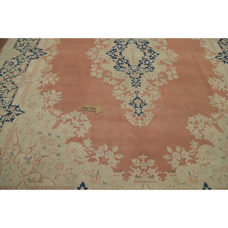 Hand Knotted Oriental 100% Wool Carpet Traditional Floral Oranges & Rust Kerman Area Rug - 13' 0'' X 9' 11''