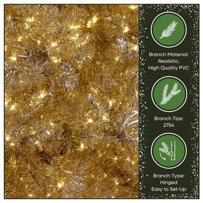 National Tree Company 10 ft. Pre-Lit Christmas Platinum Metallic Tree - 10 Foot