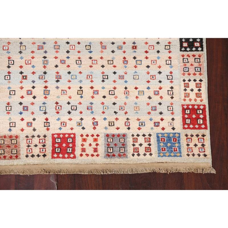 Vegetable Dye Gabbeh Kashkoli Oriental Area Rug Handmade Wool Carpet - 4'11" x 9'5"
