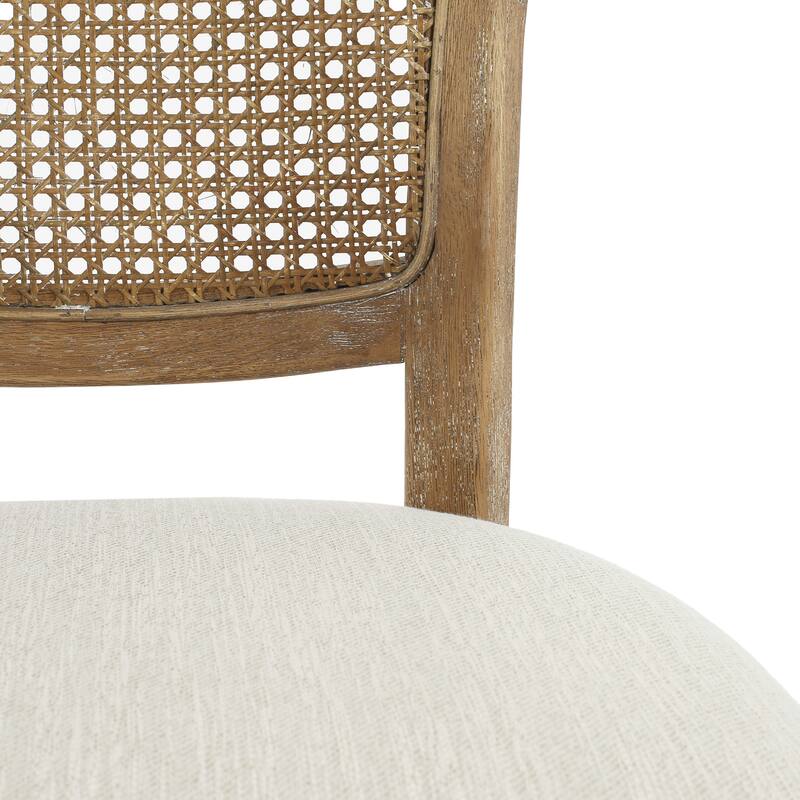 Roomfitters Rattan Back Dining Chair Set of 2, Rustic Farmhouse Style Seating, Natural