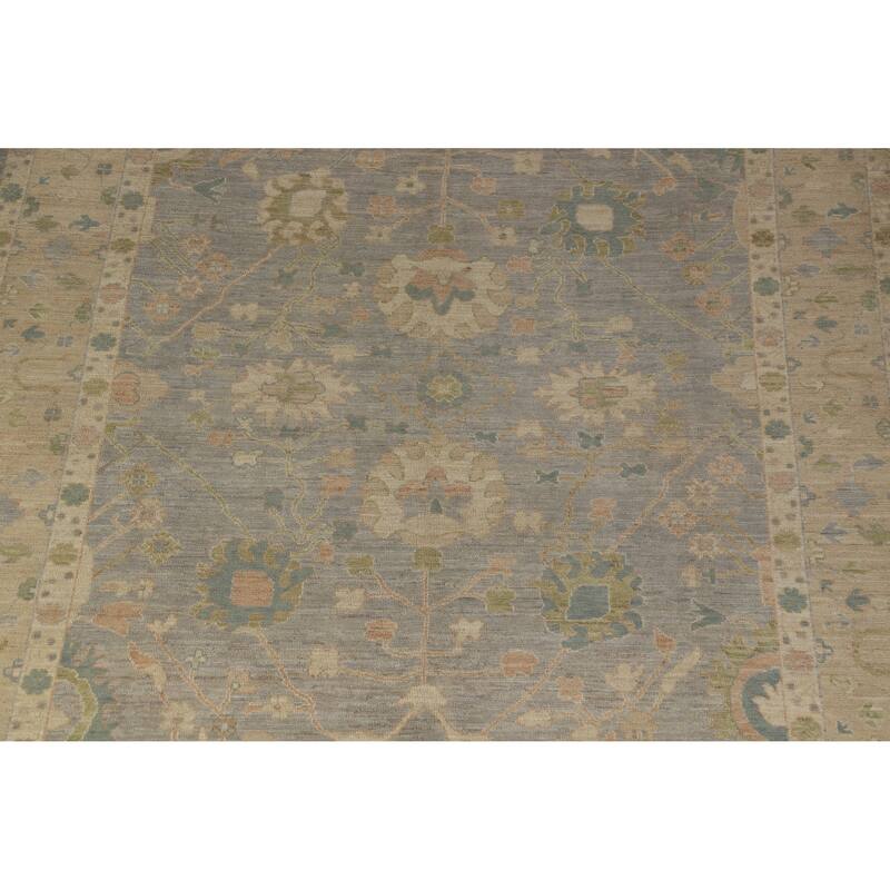 Hand Knotted Oriental 100% Wool Carpet Transitional All-Over Greys & Charcoal Oushak Area Rug - 10' 0'' X 8' 1''