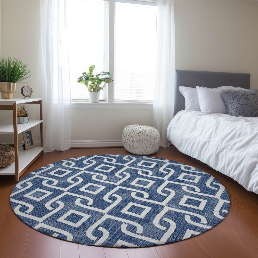 Machine Washable Indoor/ Outdoor Chantille Modern Trellis Rug