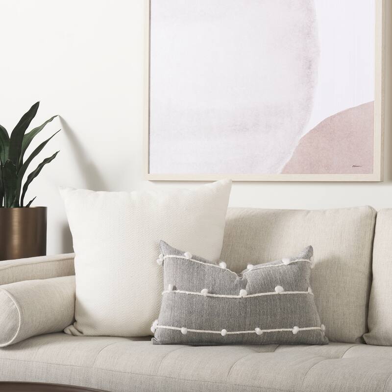 Linda 13 x 21 Navy And Cream With White Detail Decorative Pillow Cover