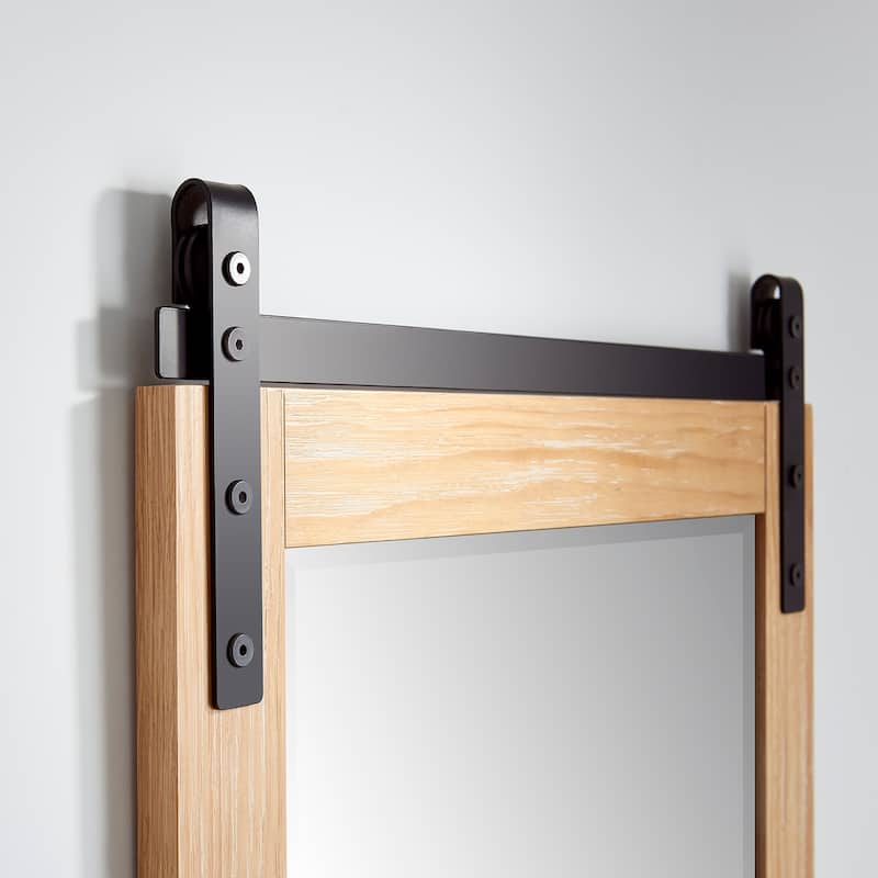 Cortes 24" Bathroom Vanity Barndoor Wall Mirror in Pine