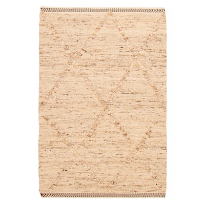 ECARPETGALLERY Flat-Weave Marrakech Ivory Wool Kilim - 5'4 x 7'11