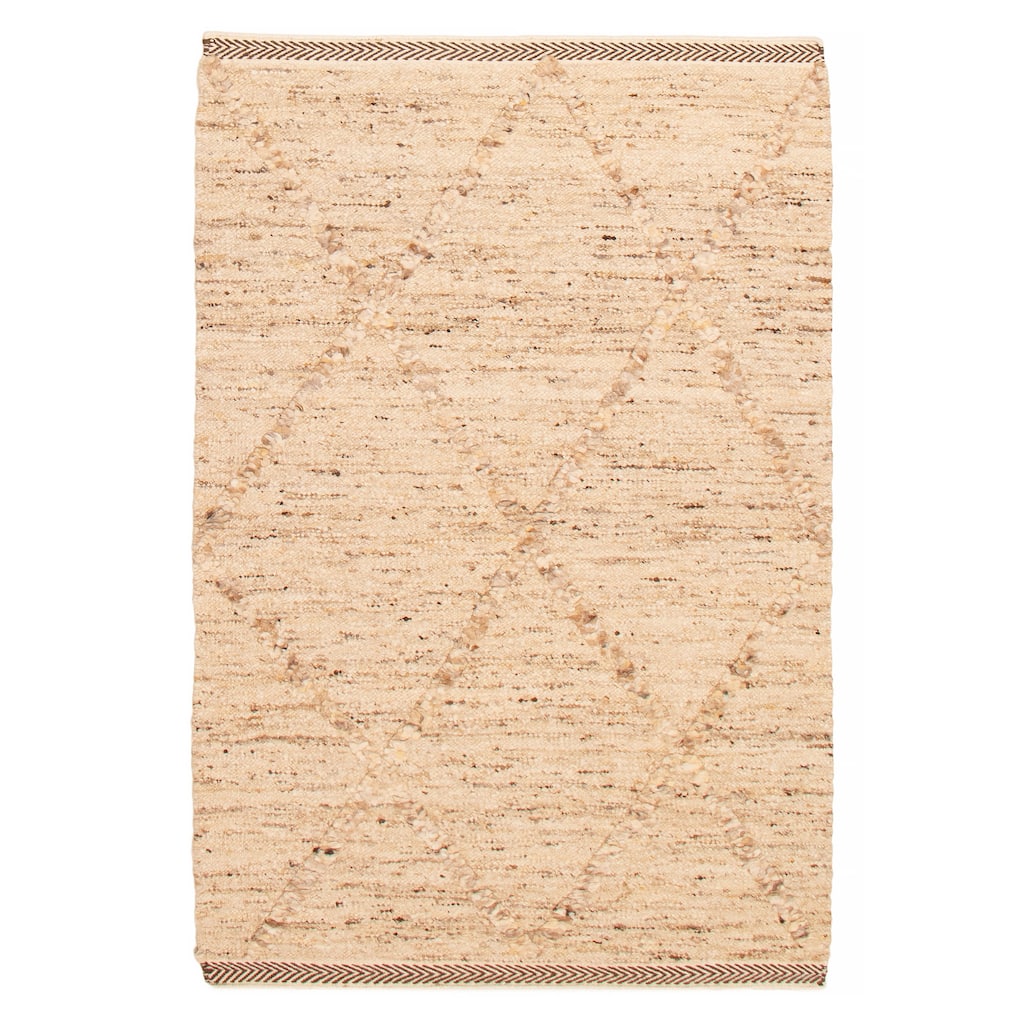 ECARPETGALLERY Flat-Weave Marrakech Ivory Wool Kilim - 5'4 x 7'11