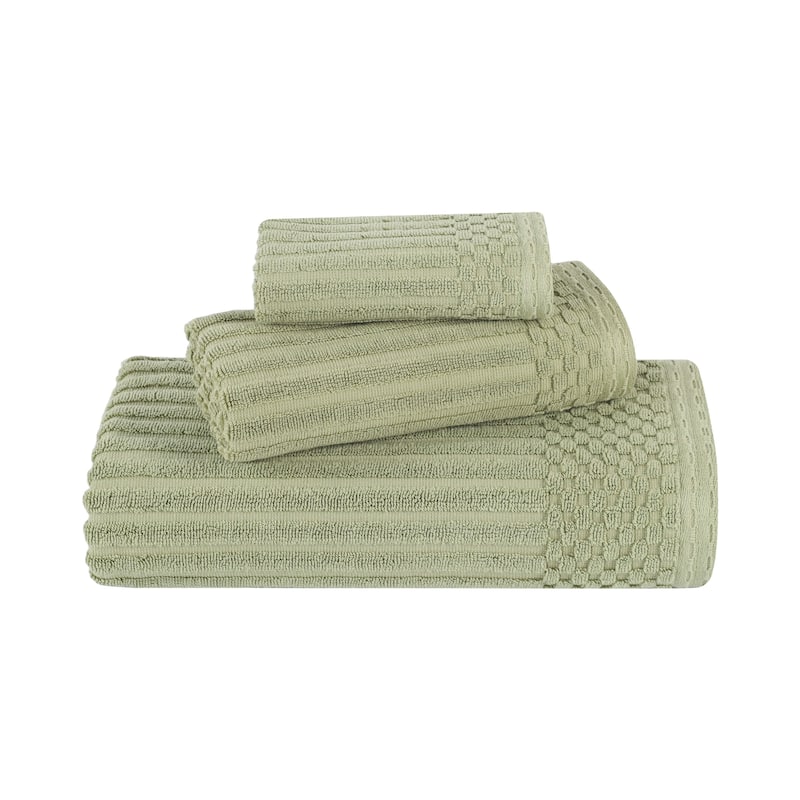 Blue Nile Mills Modern Ribbed 100% Cotton Quick-Dry 3-Piece Towel Set
