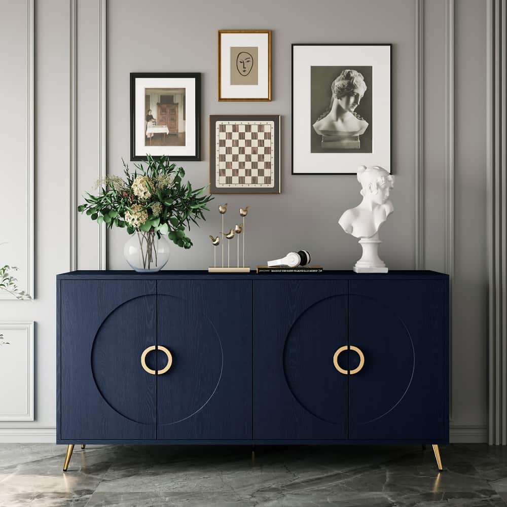 GDF Studio - Beaumont 60 Inch Lacquered 4-Door Sideboard Buffet Cabinet with Metal Accents
