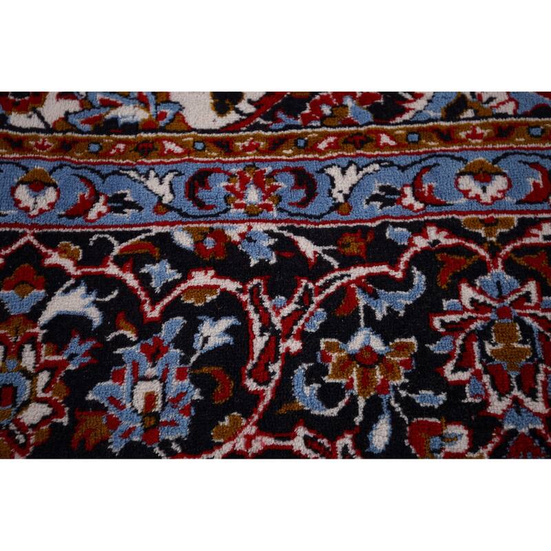 Floral Red Kashan Turkish Area Rug Machine-Made Bedroom Carpet - 9'10" x 13'0"