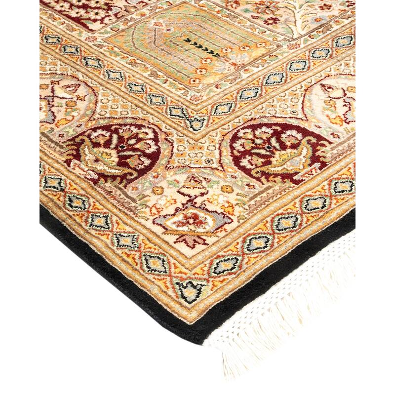 Overton Hand Knotted Wool Contemporary Oriental Black Area Rug - 6' x 9'