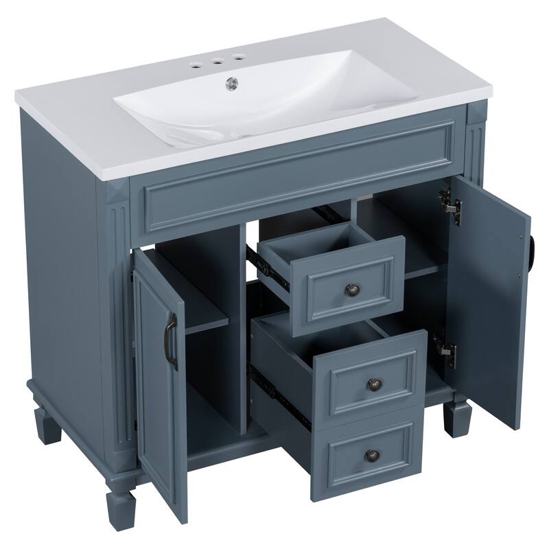 2 Drawers Bathroom Vanity with Top Sink