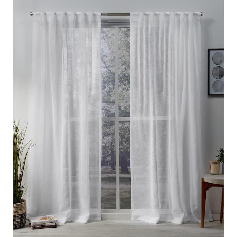 ATI Home Belgian Sheer Hidden Tab Top Curtain Panel Pair - 50X108 - White