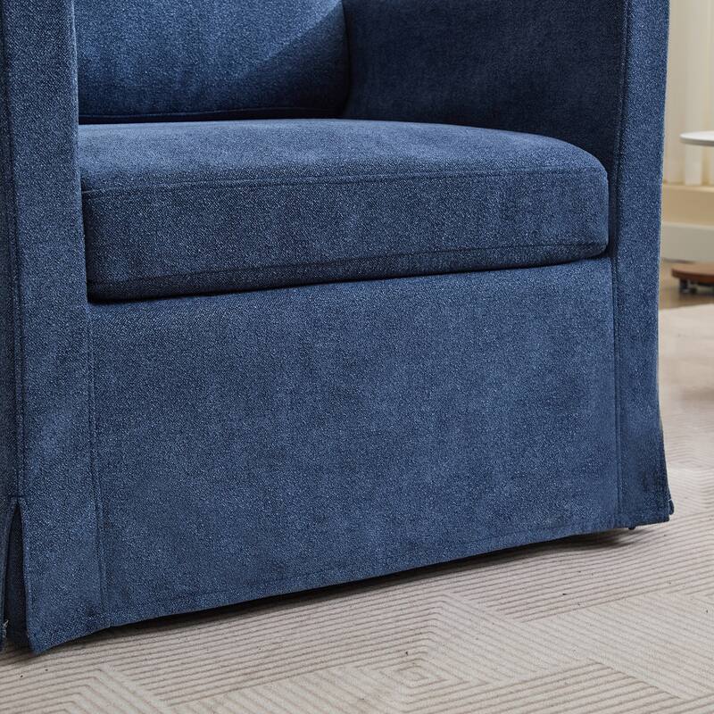 Modern 29.92" Chenille 360° Swivel Accent Chair with Solid Wood Frame and Removable Back Cushion