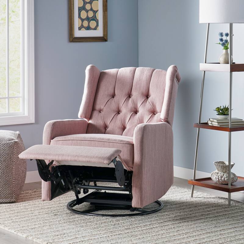Mohaven Contemporary Tufted Wingback Swivel Recliner by Christopher Knight Home