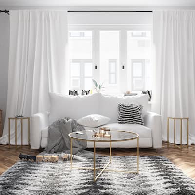 Glass Coffee Table with Metal Frame - Living Room Furniture - Accent Table
