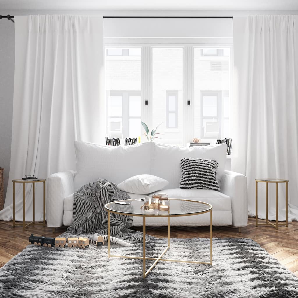 Glass Coffee Table with Metal Frame - Living Room Furniture - Accent Table