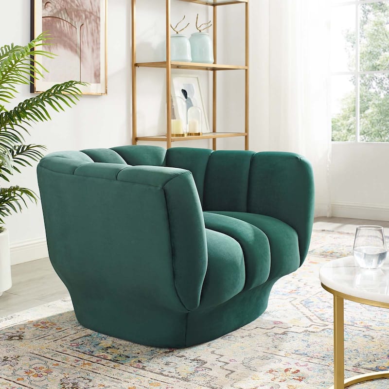 Silver Orchid Burbridge Channel Tufted Performance Velvet Armchair - Green
