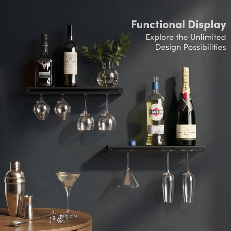 Wall Mounted Wine Rack - 17.7"D x4.3"W x 1.2"H