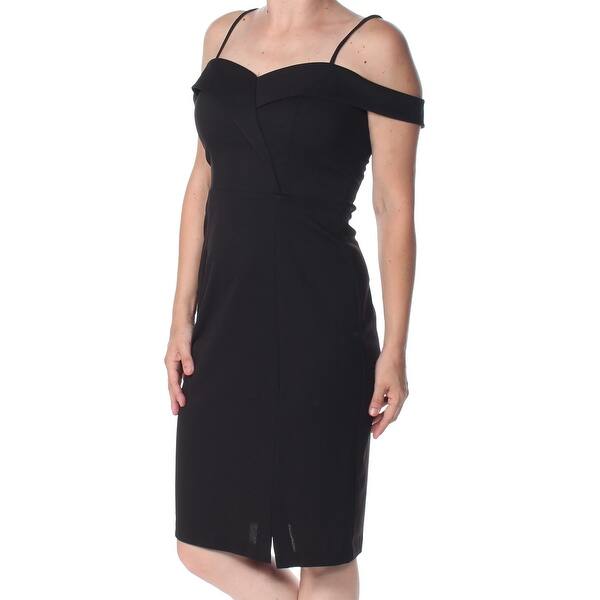 Shop Bebe Womens Black Spaghetti Strap Knee Length Body Con