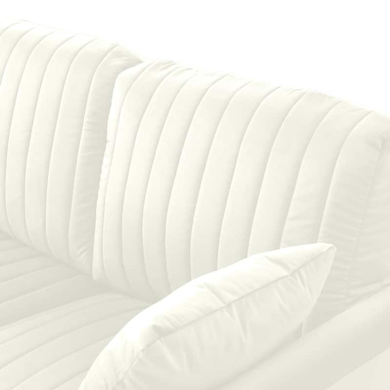 Cream Velvet Sectionals Sofa Sets Channel Tufting Loveseat Armchair