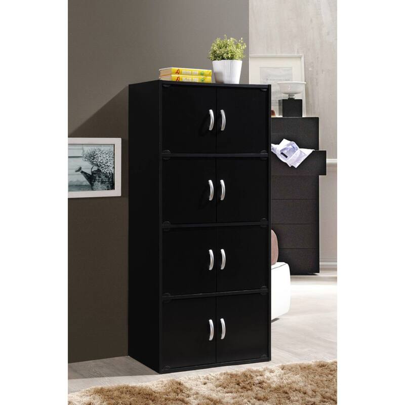 54" Black Multi-Purpose Bookcase Cabinet with Doors
