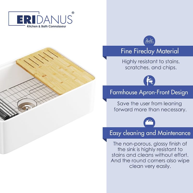 Eridanus Fireclay Workstation Farmhouse Kitchen Sink