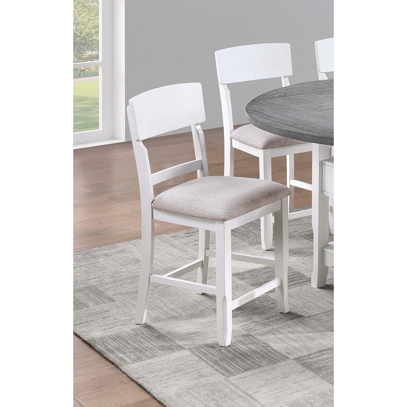 Antique White Counter Height Dining Chairs Upholstered Seat