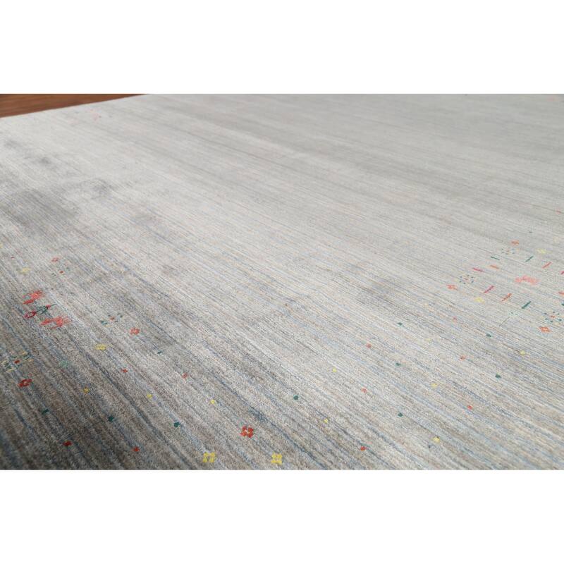 All-Over Striped Gabbeh Oriental Area Rug Hand-Knotted Wool Carpet - 8'2"x 9'9"
