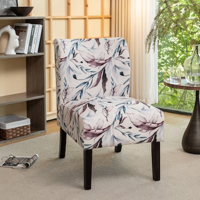 Capa Print Fabric Armless Contemporary Accent Chair for Living Room,Purple Floral