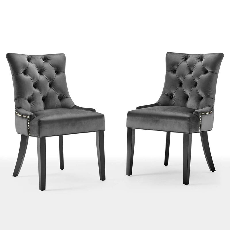 Silver Orchid Kornman Velvet Dining Side Chairs (Set of 2)