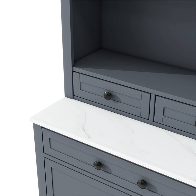 Freestanding Kitchen Pantry Cabinet Combo/Single Kitchen Pantry, Tall Kitchen Hutch with Storage Drawers and Adjustable Shelf