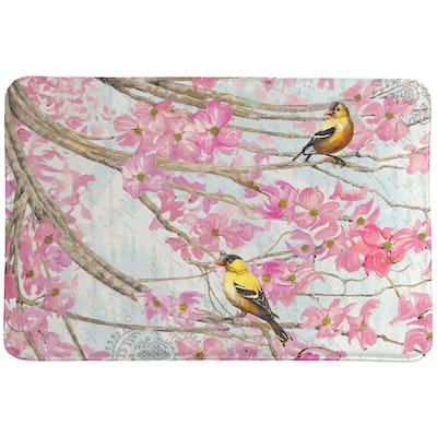 Birds & Cherry Blossoms Memory Foam Rug