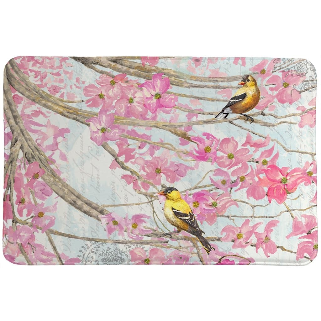 Birds & Cherry Blossoms Memory Foam Rug