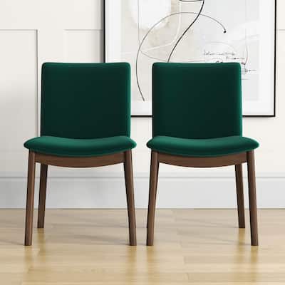 Vermont Mid Century Modern Velvet Dining Chair in Green (Set of 2)