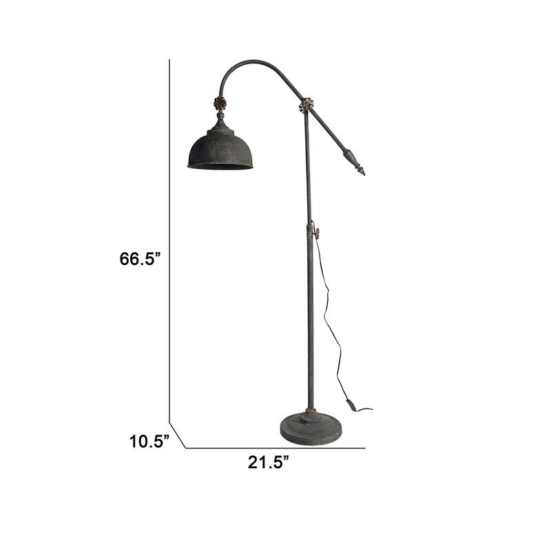 67 Inch Iron Floor Lamp, Adjustable Length Arm, Industrial Antique Black