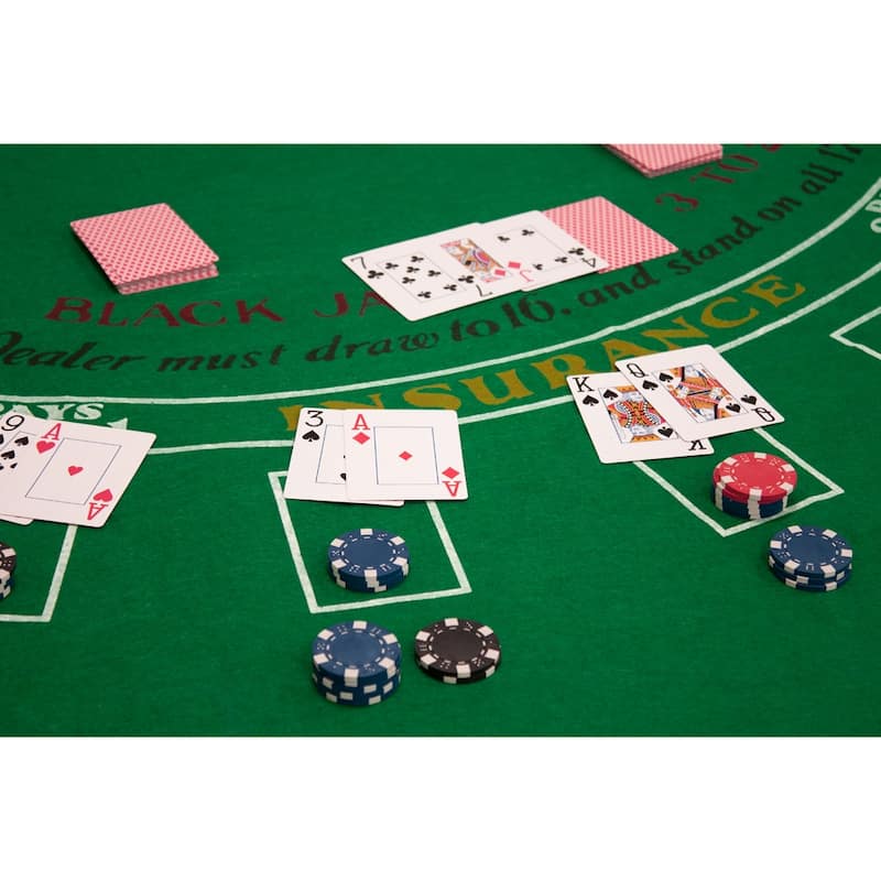 GSE™ 36"x72" Casino Blackjack Tabletop Layout Felt, Casino Table Top Cover Mat - Layout Felt