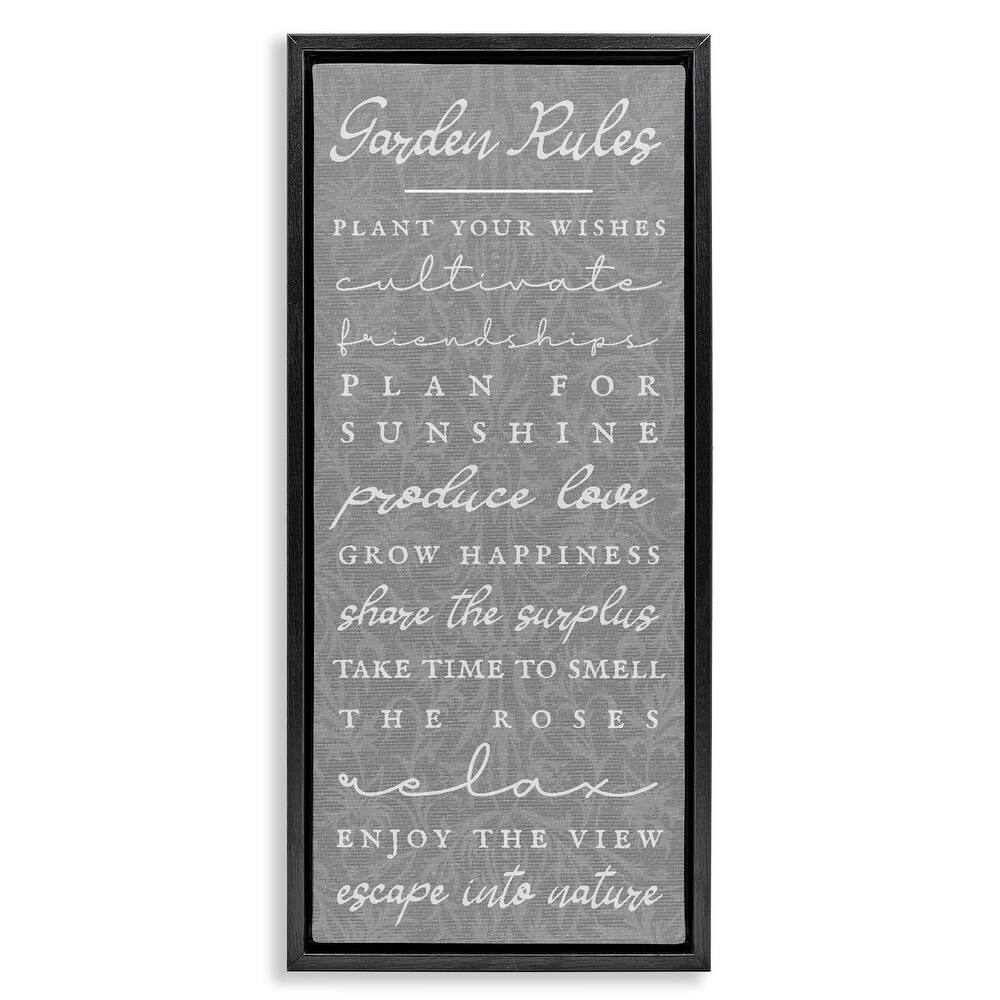 Stupell Comforting Garden Rules Framed Floater Canvas Wall Art Design By Lil' Rue